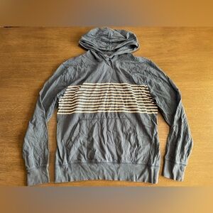 J. Crew Slub Cotton Striped Blue Hoodie Sweatshirt L